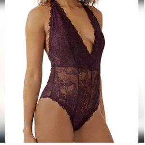Intimately Free People Everyday Lace Bodysuit in Plum Jam S NWT